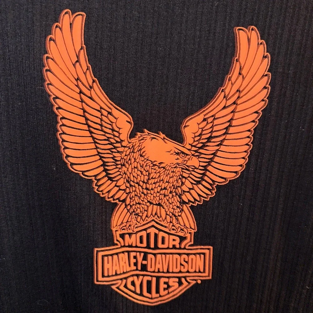 Harley-Davidson Womens Black and orange eagle graphic tank top NWT L biker punk - Picture 2 of 9